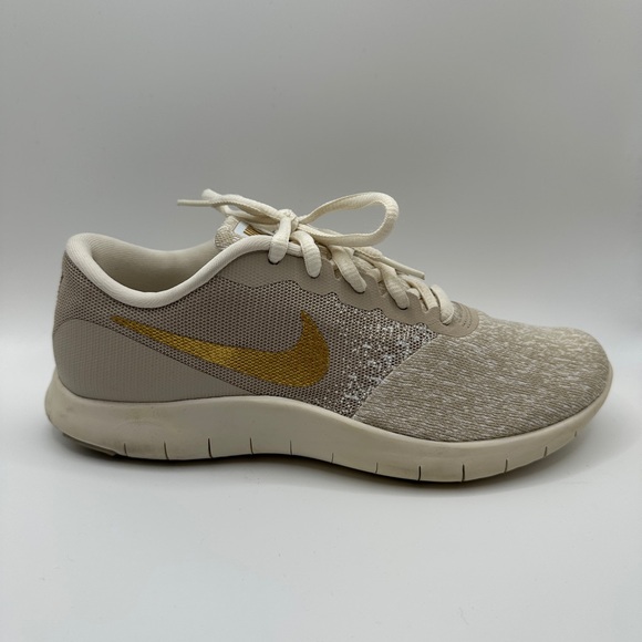 Nike Shoes - Nike Beige and Gold Lightweight Running Shoe